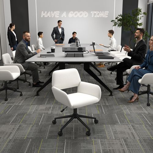 Chaise De Bureau Ergonomique Réglable, Design Moderne Avec Roulettes, Tissu Confortable Beige.