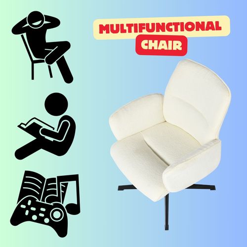 Fauteuil De Salon Moderne, Beige, Pivotant Réglable, Design Confortable Et Élégant.
