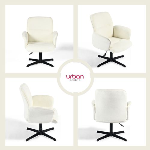 Fauteuil De Salon Moderne, Beige, Pivotant Réglable, Design Confortable Et Élégant.
