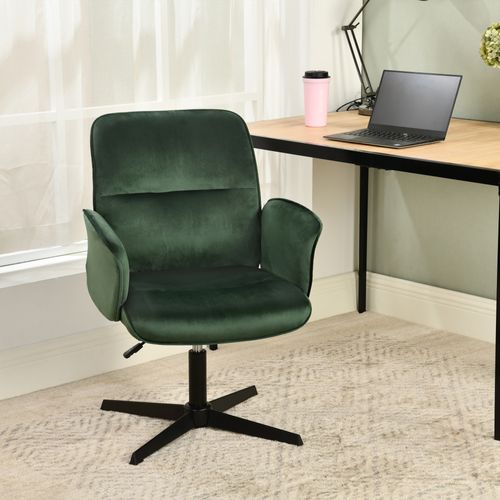 Chaise Visiteur En Velours Vert, Design Moderne Et Confortable, Pivotante Avec Base Stable.