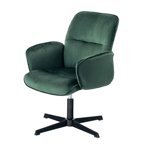 Chaise Visiteur En Velours Vert, Design Moderne Et Confortable, Pivotante Avec Base Stable.