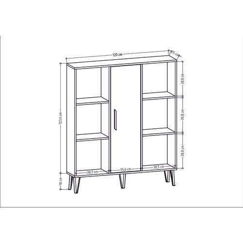 Peoria Bibliothèque à 6 Etagères Ouvertes Armoire Rangement Classique (chêne Et Anthracite)