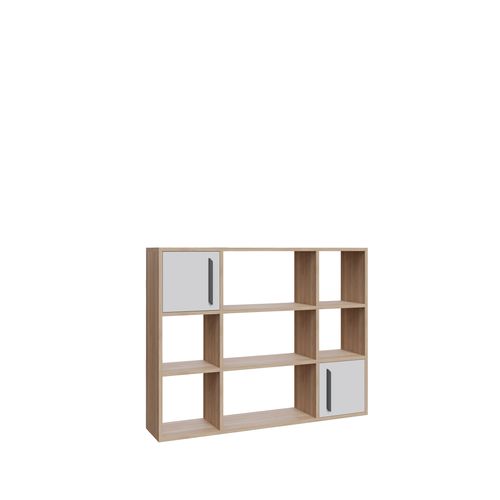 Randall Bibliothèque Rangement Avec 2 Armoires Et 7 Niches - Dos Nu (chêne Et Blanc)