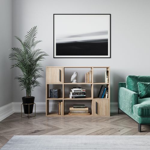 Randall Bibliothèque Rangement Avec 2 Armoires Et 7 Niches - Dos Nu (chêne)