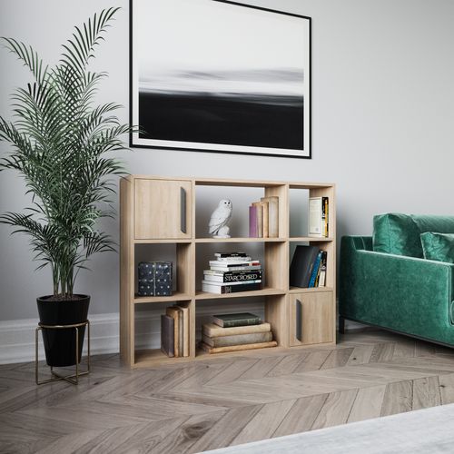 Randall Bibliothèque Rangement Avec 2 Armoires Et 7 Niches - Dos Nu (chêne)