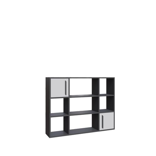 Randall Bibliothèque Rangement Avec 2 Armoires Et 7 Niches - Dos Nu (anthracite Et Blanc)