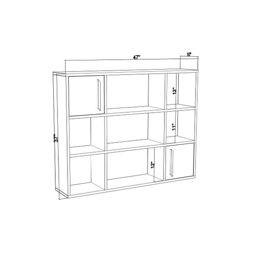 Randall Bibliothèque Rangement Avec 2 Armoires Et 7 Niches - Dos Nu (anthracite Et Chêne)