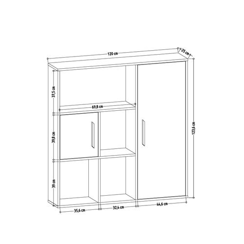 Ridge 124 Cm H Bibliothèque Étagères Ouvertes Et Armoires (chêne Et Anthracite)
