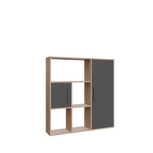 Ridge 124 Cm H Bibliothèque Étagères Ouvertes Et Armoires (chêne Et Anthracite)