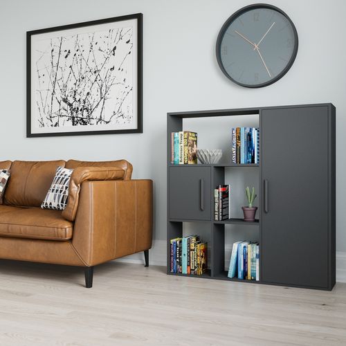 Ridge 124 Cm H Bibliothèque Étagères Ouvertes Et Armoires (anthracite)