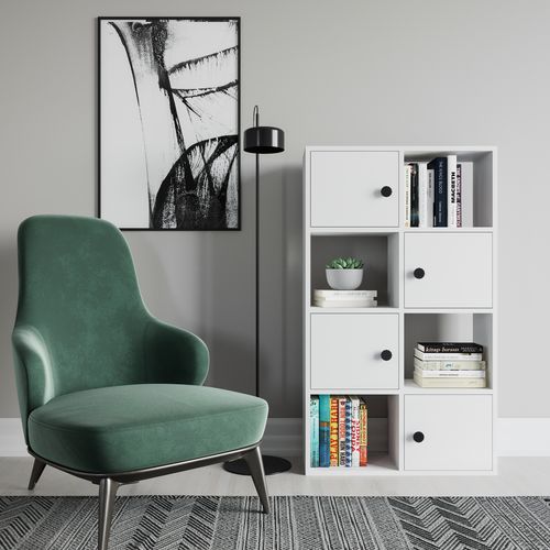 Tasso 123 Cm H Bibliothèque 3 Étagères Ouvertes Avec 3 Armoires Dos Nu Rangement (blanc)