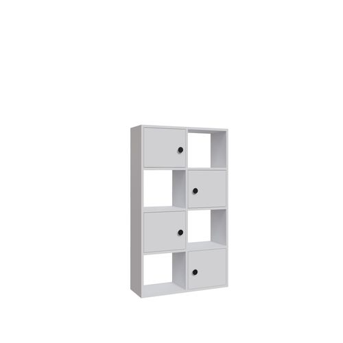 Tasso 123 Cm H Bibliothèque 3 Étagères Ouvertes Avec 3 Armoires Dos Nu Rangement (blanc)