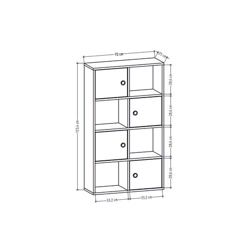 Tasso 123 Cm H Bibliothèque 3 Étagères Ouvertes 3 Armoires Dos Nu Rangement (blanc Et Anthracite)