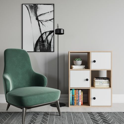 Bibliothèque Tilton 94 Cm Armoires Et Etagères Ouvertes (chêne Et Blanc)