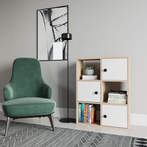 Bibliothèque Tilton 94 Cm Armoires Et Etagères Ouvertes (chêne Et Blanc)