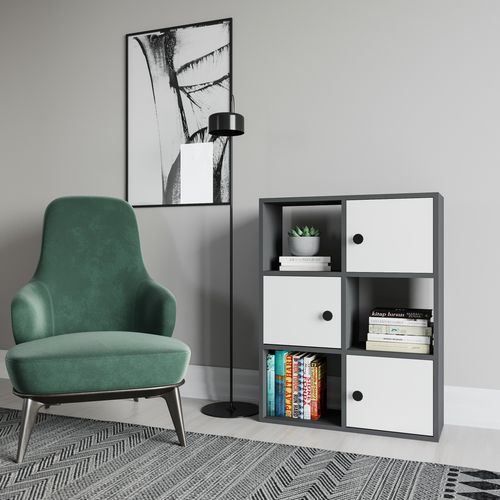 Bibliothèque Tilton 94 Cm Armoires Et Etagères Ouvertes (anthracite Et Blanc)