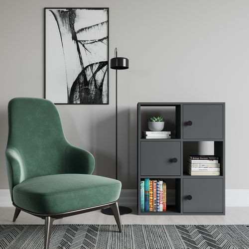 Bibliothèque Tilton 94 Cm Armoires Et Etagères Ouvertes (anthracite)