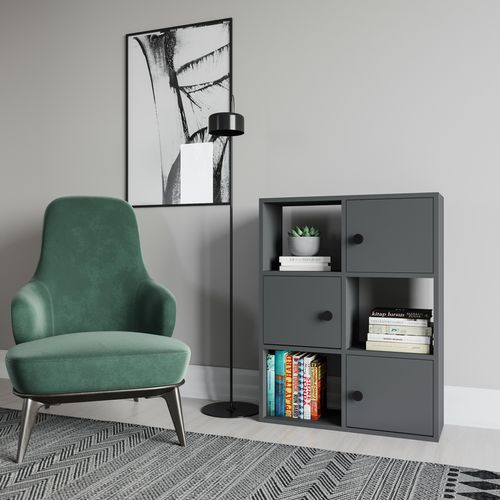 Bibliothèque Tilton 94 Cm Armoires Et Etagères Ouvertes (anthracite)