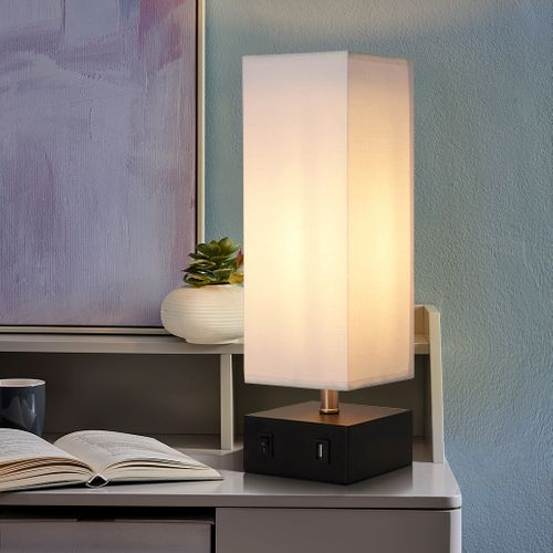 Lampe De Table De Chevet Colette Avec Port USB Et Nuance Blanche