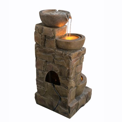 Fontaine D'extérieur à LED Avec Cascades Et Pierres Empilées