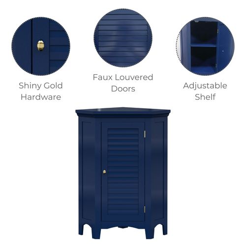 Armoire De Coin Sur Pied Bleu Marine Lamelles