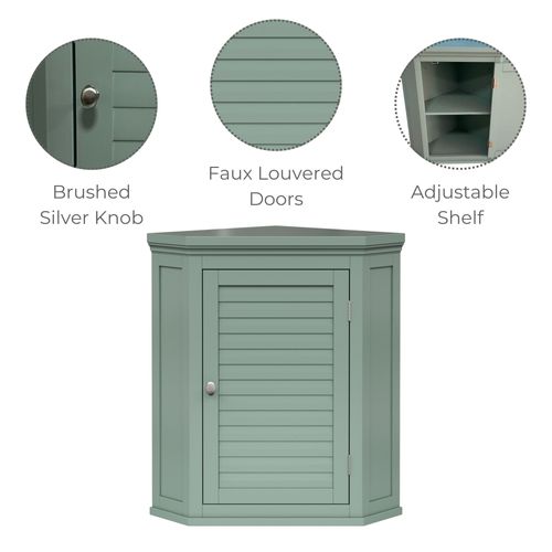 Armoire Murale D'angle Lamelles Vert Sauge