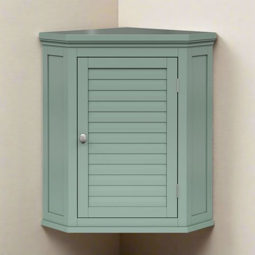 Armoire Murale D'angle Lamelles Vert Sauge