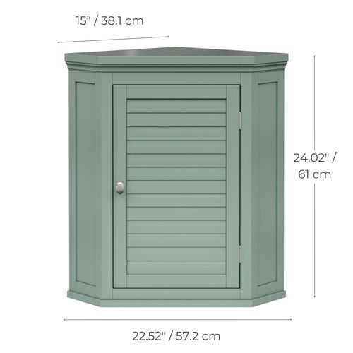 Armoire Murale D'angle Lamelles Vert Sauge
