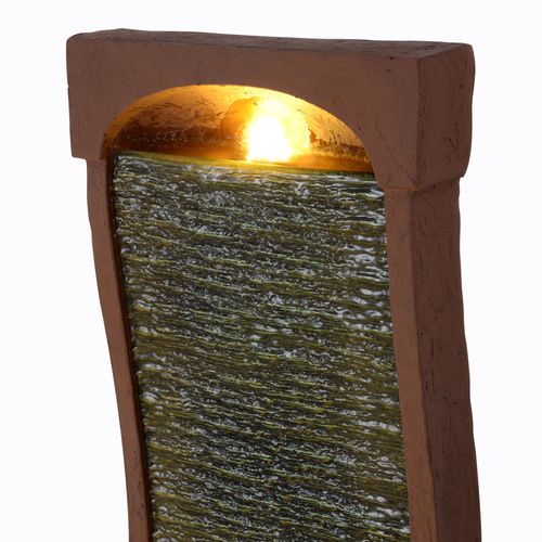 Fontaine Courbe Moderne Ardoise LED Rocher Rouge