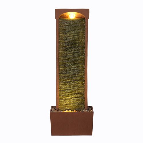 Fontaine Courbe Moderne Ardoise LED Rocher Rouge