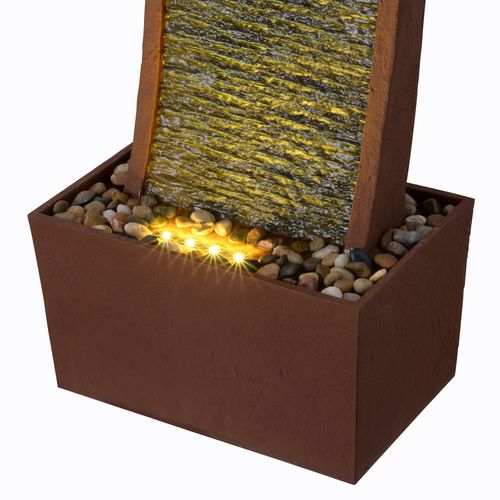 Fontaine Courbe Moderne Ardoise LED Rocher Rouge