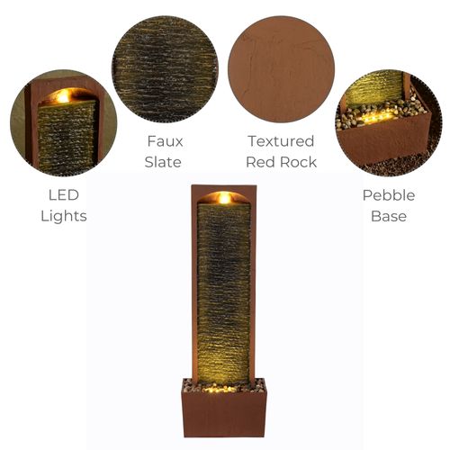 Fontaine Murale LED Design Moderne Rocher Rouge Exterieur