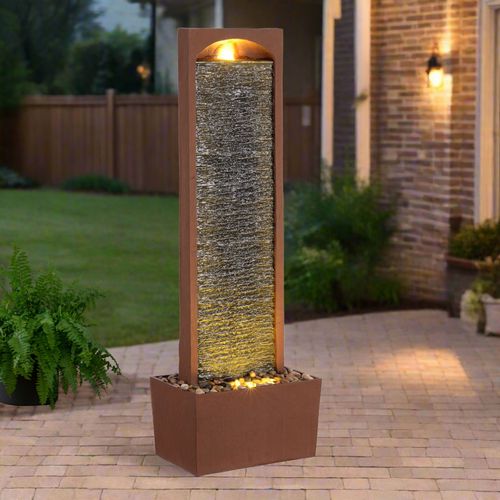 Fontaine Murale LED Design Moderne Rocher Rouge Exterieur