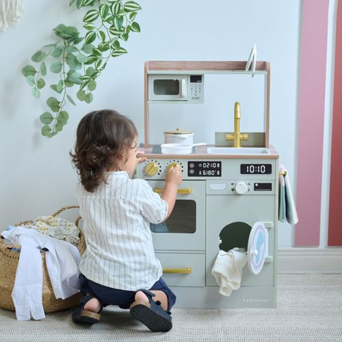 Cuisine Bois Enfant Potager Et Machine à Laver, Vert, 79.2cm