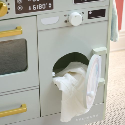 Cuisine Bois Enfant Potager Et Machine à Laver, Vert, 79.2cm