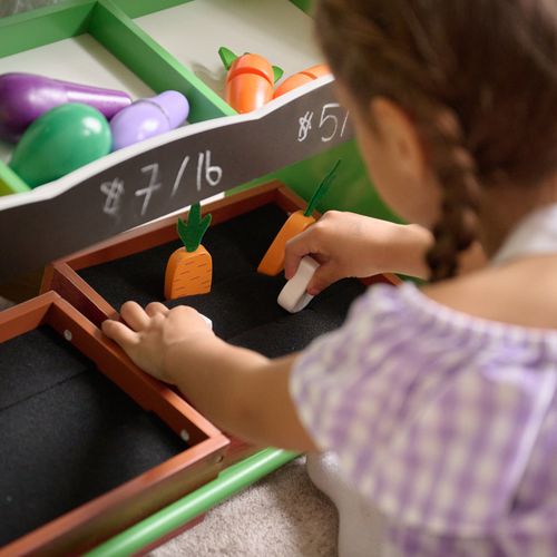 Stand De Marché Enfants Légumes Ardoise Et Accessoires Bois, Vert, 100.8cm