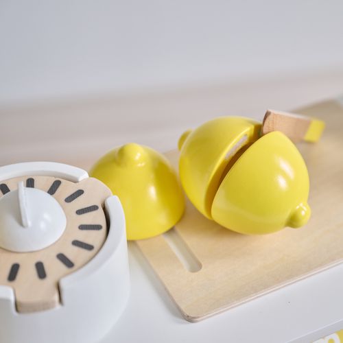 Stand Limonade Bois Avec 18 Accessoires, Jaune, 100cm