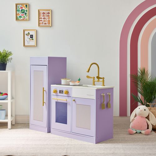 Cuisine Bois Enfant Avec Accessoires, Violette
