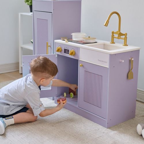 Cuisine Bois Enfant Avec Accessoires, Violette