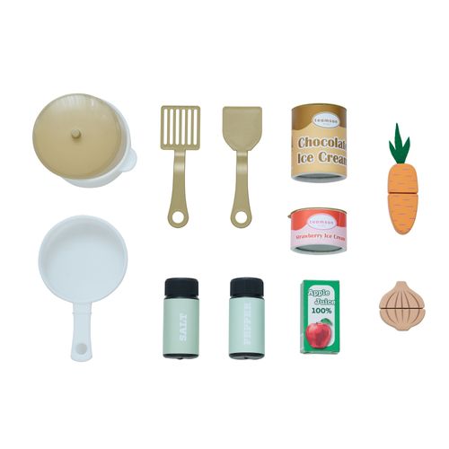 Cuisine Bois Enfant Avec Accessoires, Verte