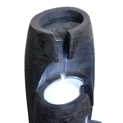 Fontaine De Jardin Urne 3 Niveaux LED, Noire