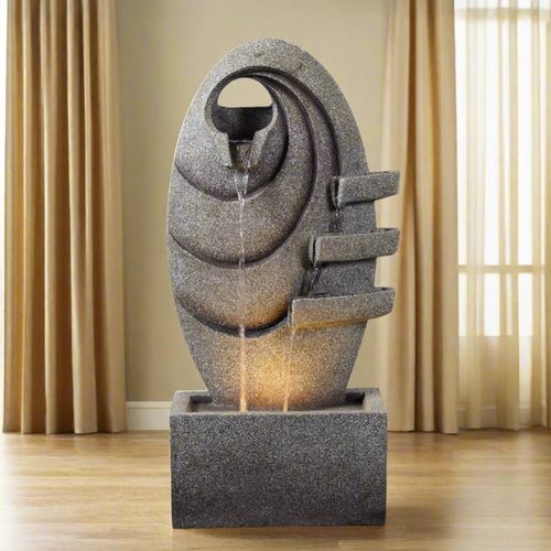 Fontaine De Jardin Ovale LED, Gris