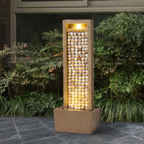 Fontaine De Jardin Avec Éclairage LED, Marron
