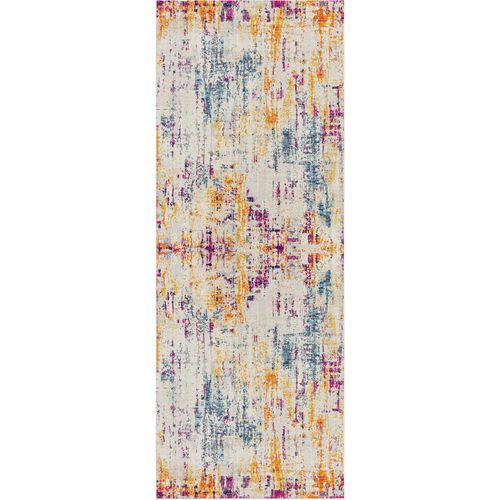 Tapis De Couloir Abstrait Moderne Multicolore/bleu 80x220 Cm Alana