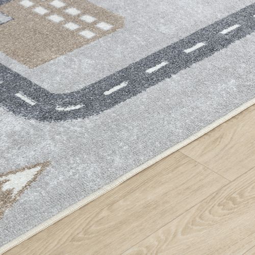 Tapis Enfant Lavable En Machine Circuit Voitures Bleu/gris 140x200