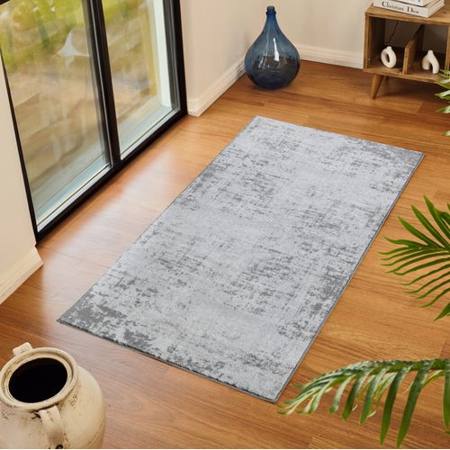 Tapis De Couloir Abstrait Moderne Gris/blanc 80x220 Cm Milena