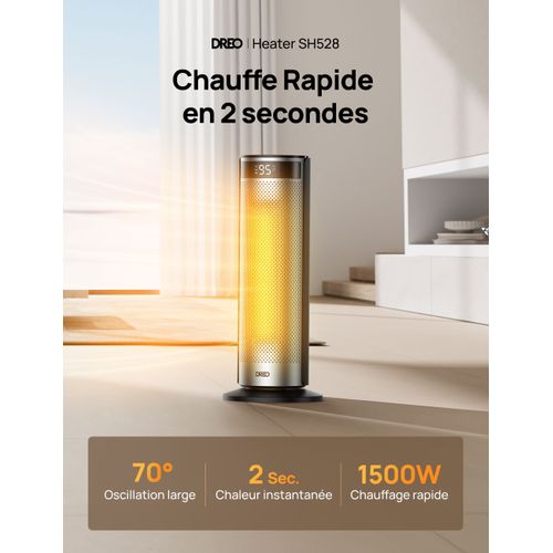 Chauffage D'appoint - Hyperamic - 1500 W - Solaris 628 - Colonne - Noir