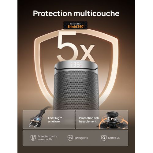 Chauffage D'appoint - Hyper-céramique - 1500 W - Heater 318 - Colonne - Noir