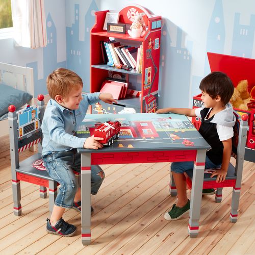 Lot De 2 Chaises Enfant En Bois Chambre Garçon Pompiers