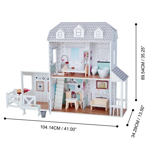Grande Maison De Poupée Ferme 14 Accessoires Meubles De Poupée Gris Blanc Enfant